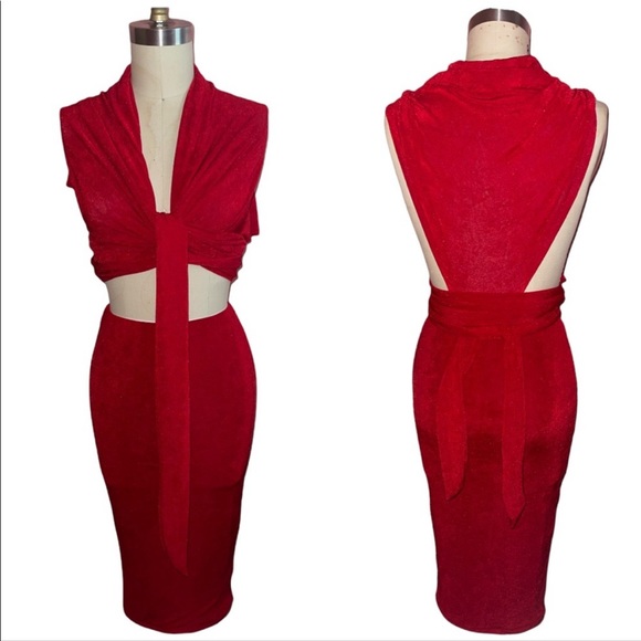 Red wrap dress size large Jluxlabel - Picture 2 of 2